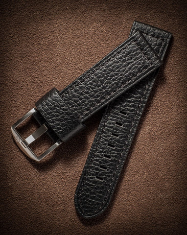 24mm Black Leather straps w/ SS buckle