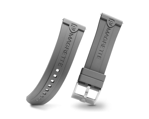 24mm Grey FKM Rubber Strap w/ Custom Buckle